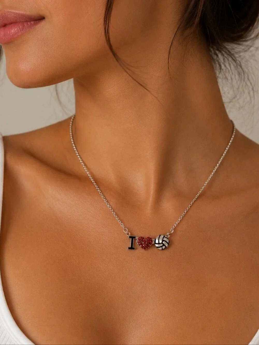 3/$30 I Love Volleyball Chain Necklace - Picture 1 of 4